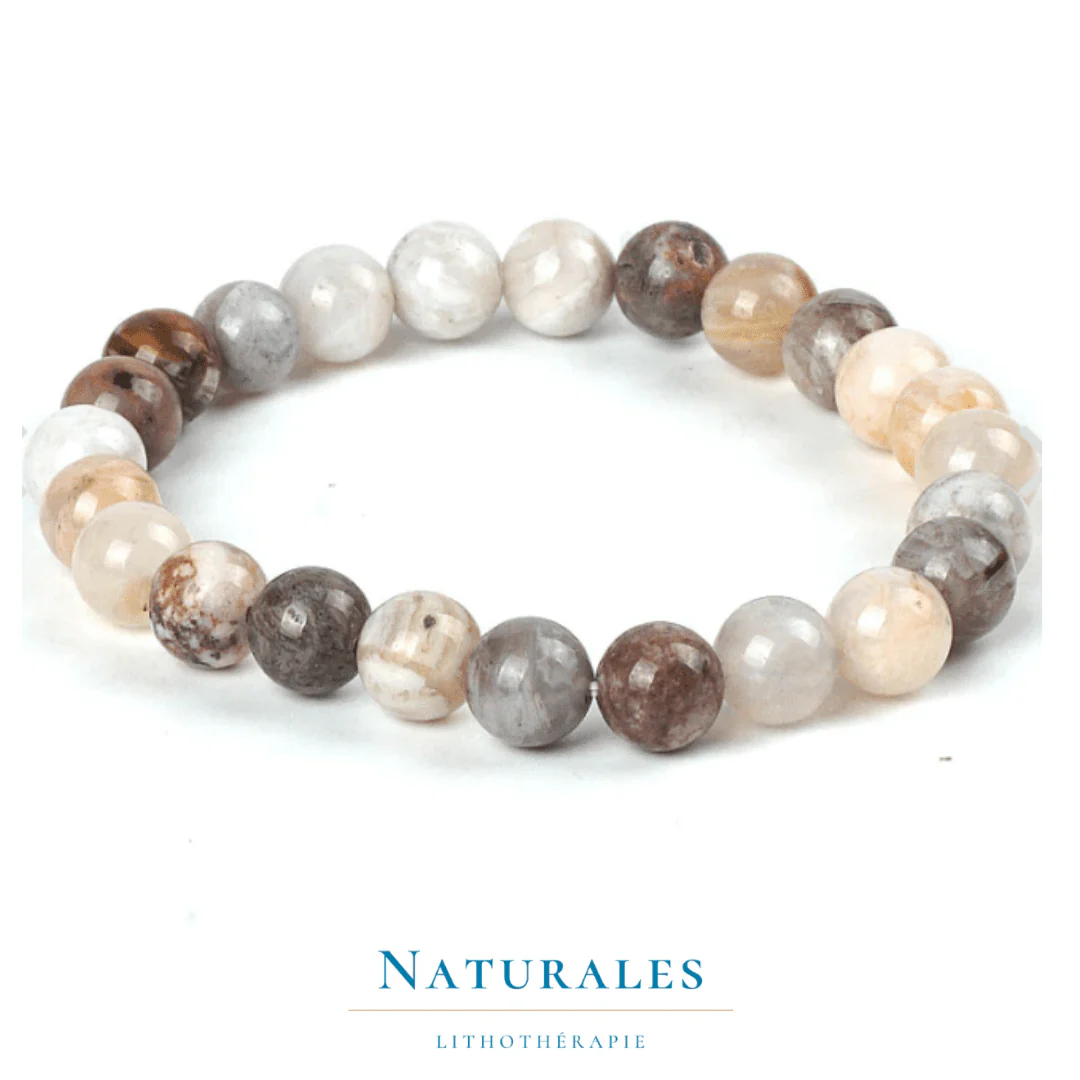 Bracelet agate feuille de bambou - sagesse
