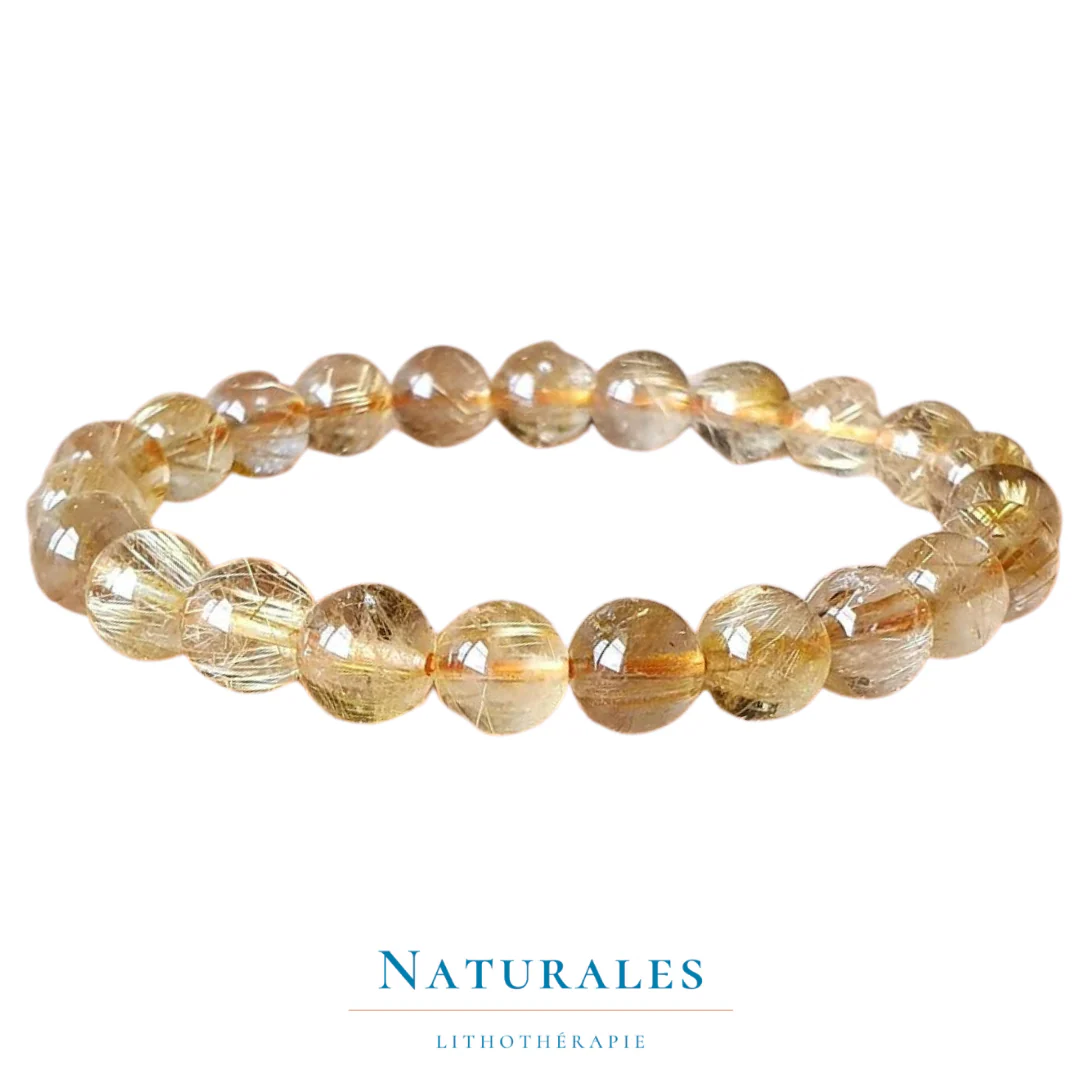 Bracelet Quartz rutile - confiance en soi / abondance / réussite