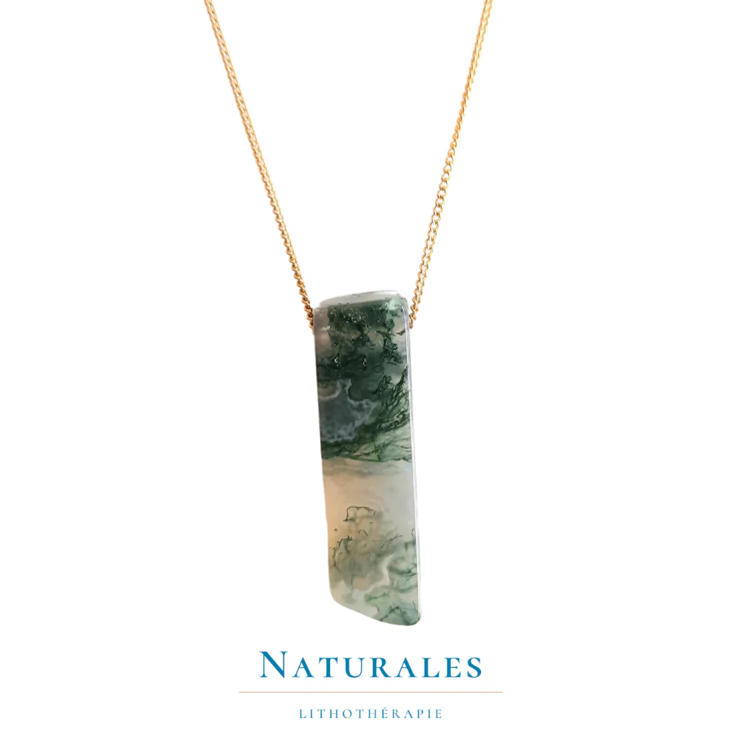 Collier agate mousse - prospérité