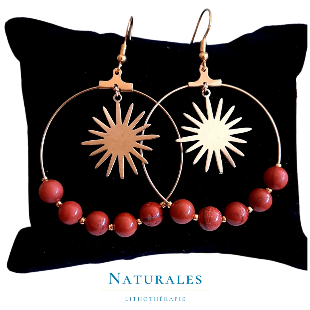 Boucles d'oreilles Jaspe rouge - Energie